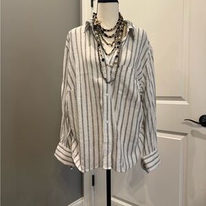 H&M Gray Striped Button Down Shirt
